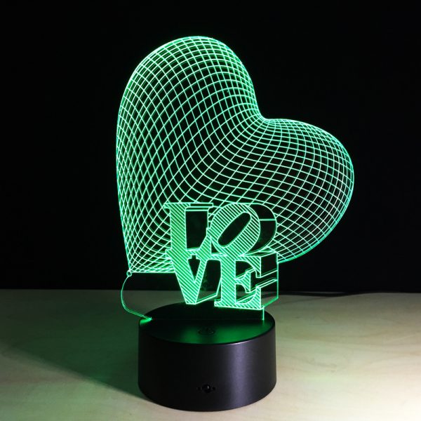 3d Love Heart Led Lamp – Perfect For Romantic Ambiance And Unique Décor - (random colour)