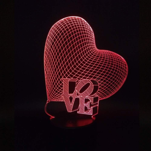 3d Love Heart Led Lamp – Perfect For Romantic Ambiance And Unique Décor - (random colour)