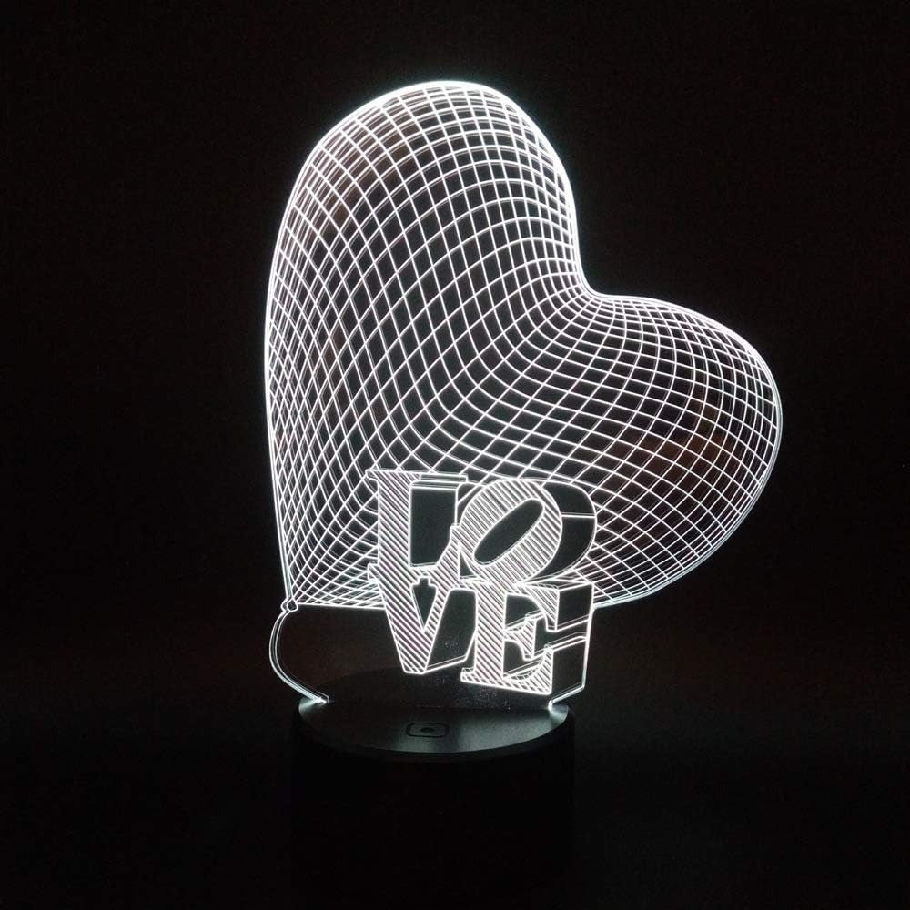 3d Love Heart Led Lamp – Perfect For Romantic Ambiance And Unique Décor - (random colour)